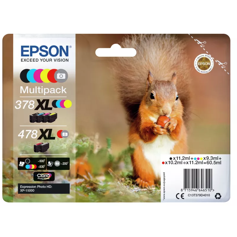 Epson Squirrel multipack 6 colori 378XL / 478XL inchiostro Claria Photo HD