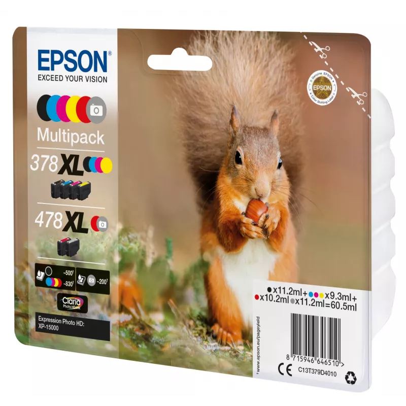 Epson Squirrel multipack 6 colori 378XL / 478XL inchiostro Claria Photo HD