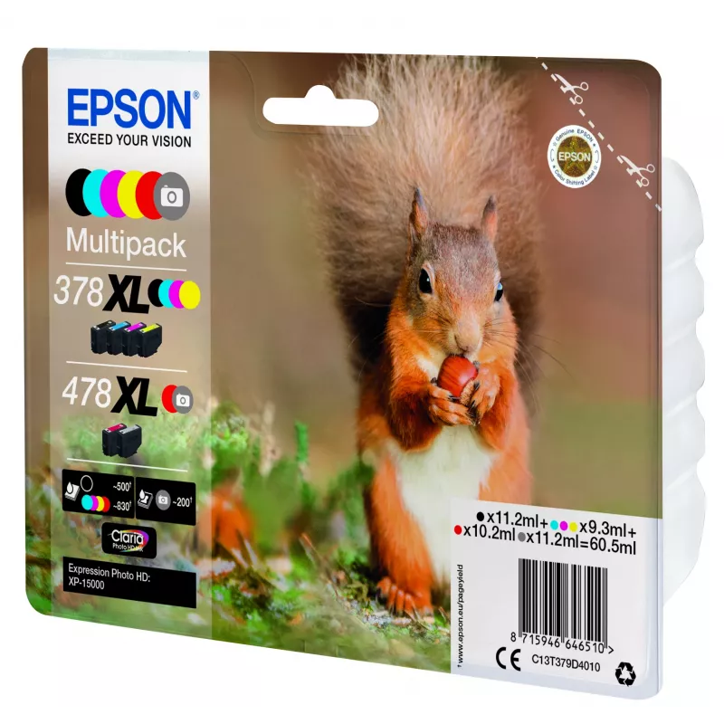 Epson Squirrel multipack 6 colori 378XL / 478XL inchiostro Claria Photo HD
