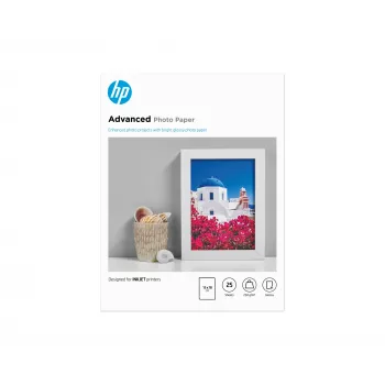 HP Q8696A Advanced Glossy carta fotografica lucida senza bordi, 250 g/m², 13 x 18 cm (130 x 180 mm), 25 fogli