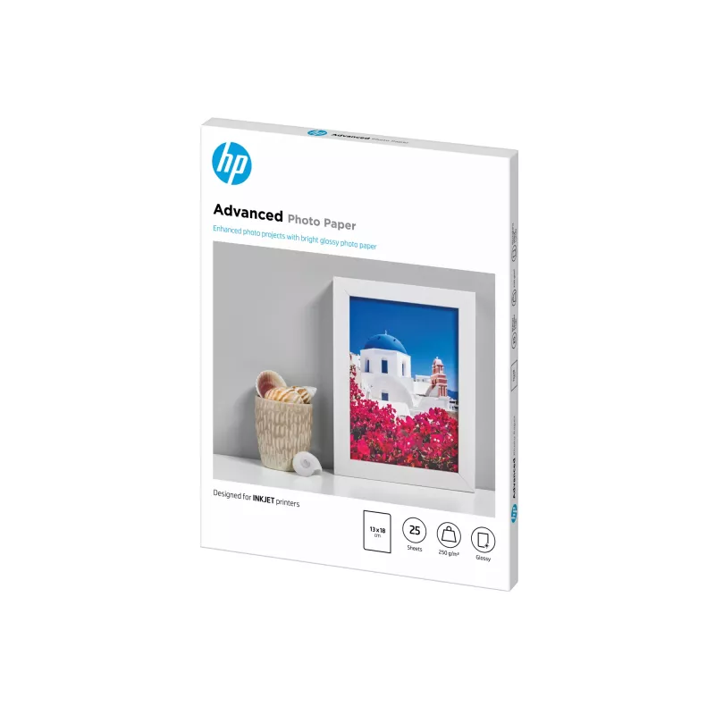 HP Q8696A Advanced Glossy carta fotografica lucida senza bordi, 250 g/m², 13 x 18 cm (130 x 180 mm), 25 fogli