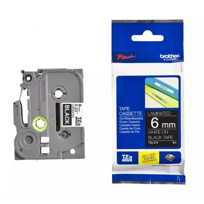 Nastro per etichettatura Brother TZe315 6mm bianco su nero