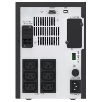 APC Easy UPS 1 Ph Line Interactive, 1500VA, Tower, 230V, 6 uscite IEC C13, AVR, contatto pulito, LCD, senza supporto scheda di rete