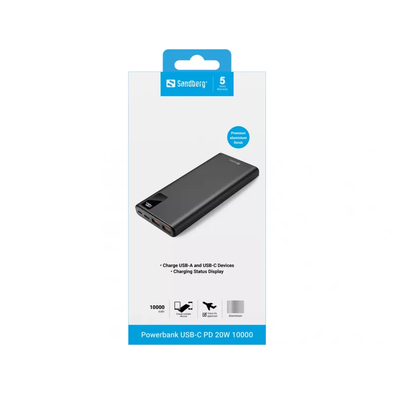 Batteria portatile Sandberg Powerbank USB-C PD 20W 10000, 10000 mAh