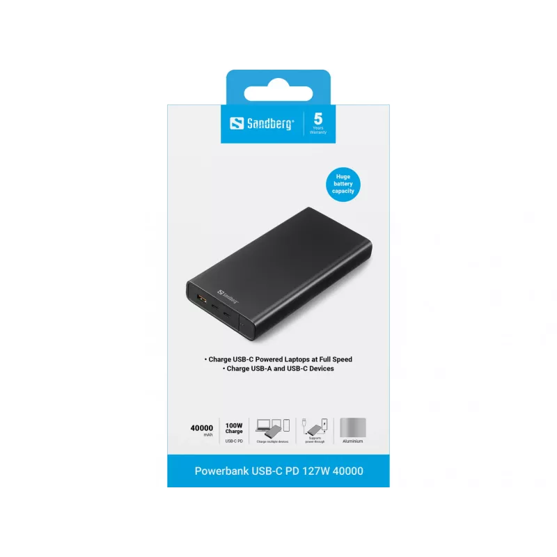 Powerbank portatile Sandberg USB-C PD 127W 40000 mAh