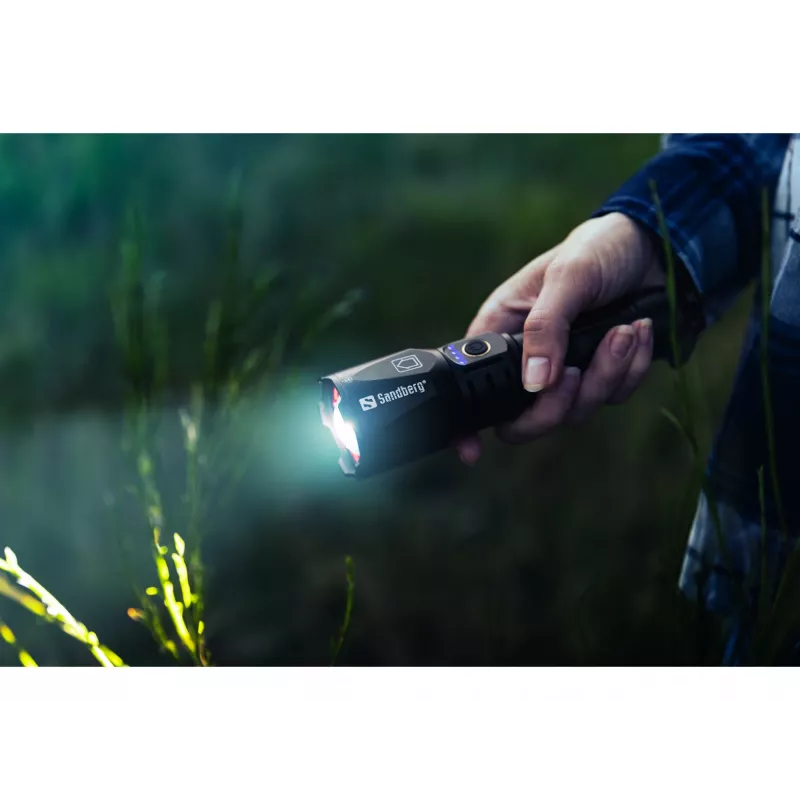 Sandberg Survivor Torch Powerbank 5000, torcia portatile, nero, alluminio, IPX4, -30 – 40 °C, FCC, RoHS, UKCA, CE