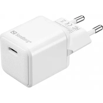 Caricabatterie AC Sandberg USB-C PD20W SAVER, per interni, AC, 12 V, 3 A, bianco