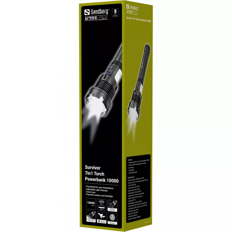 Sandberg Survivor 7in1 torcia powerbank 10000