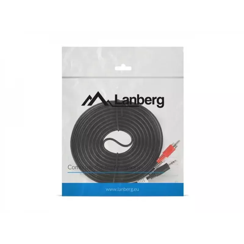 Cavo audio LANBERG 3,5 mm a 2× connettori RCA, 5 m, nero