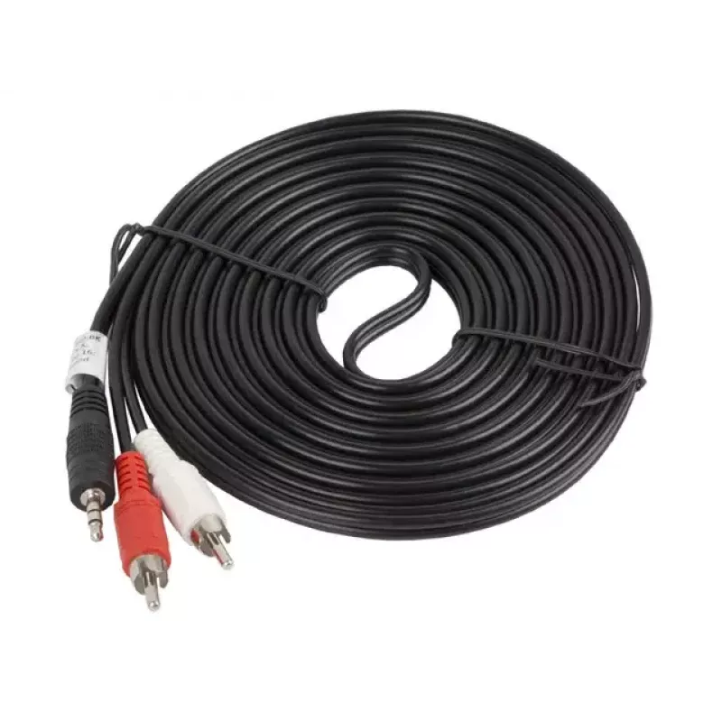 Cavo audio LANBERG 3,5 mm a 2× connettori RCA, 5 m, nero