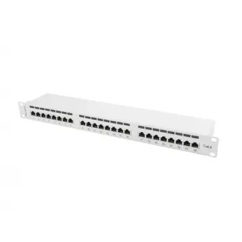 Patch panel Lanberg 24 porte 1U, Cat. 6, schermato, grigio