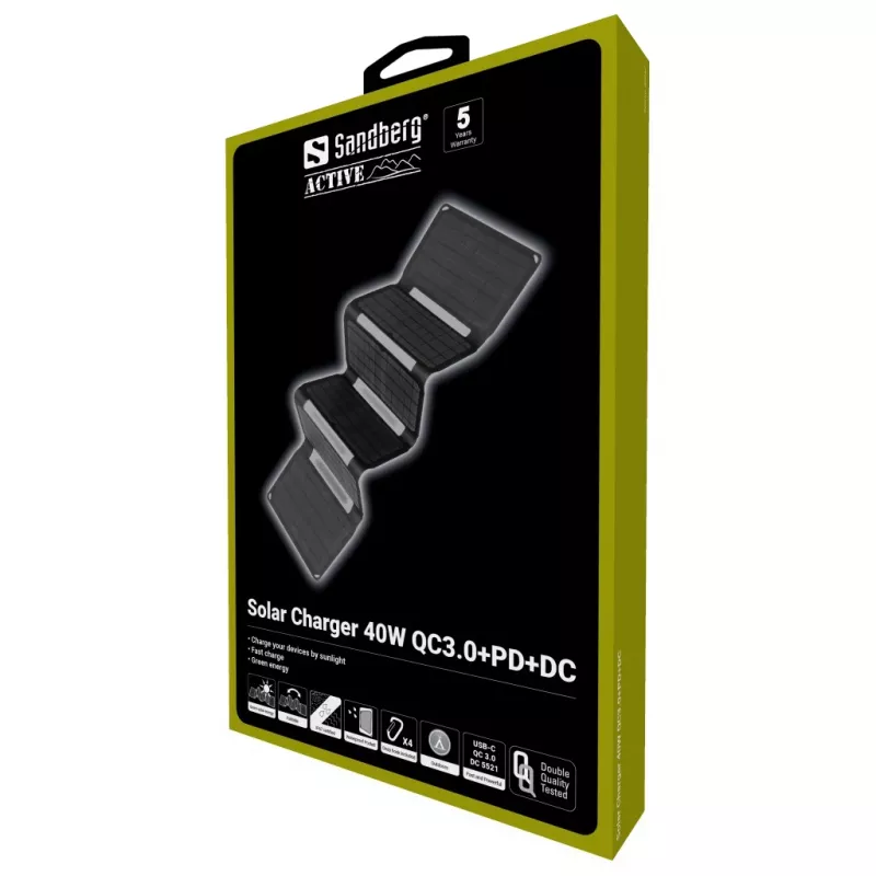 Sandberg Solar Charger 40W QC3.0+PD+DC, Outdoor, solare, nero