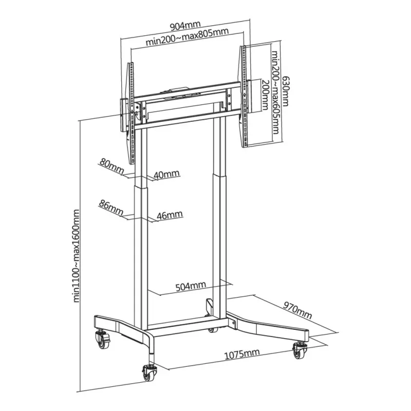Techly ICA-TR68M supporto a parete/supporto TV 2,54 m (100 pollici) nero
