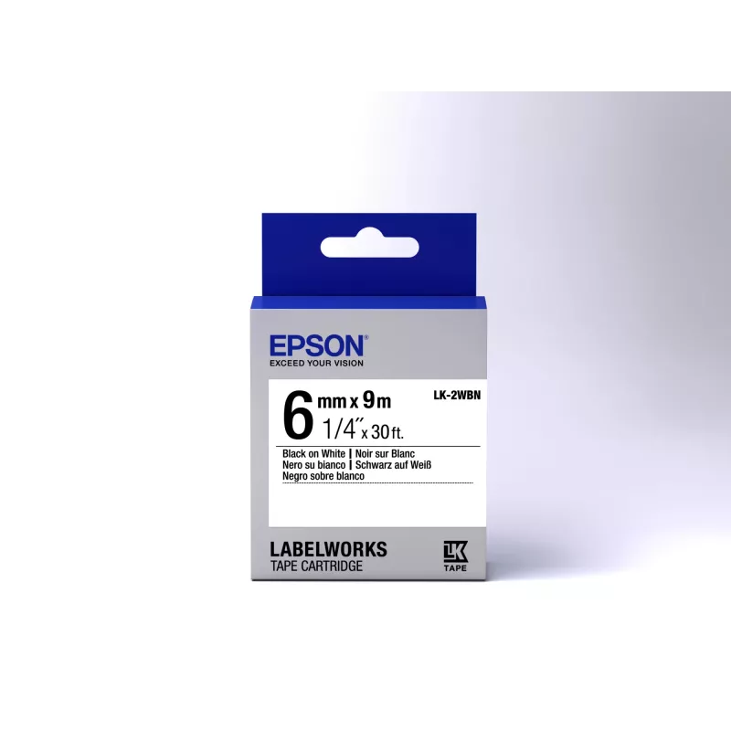 Cartuccia etichetta Epson Standard LK-2WBN nero/bianco 6 mm (9 m)