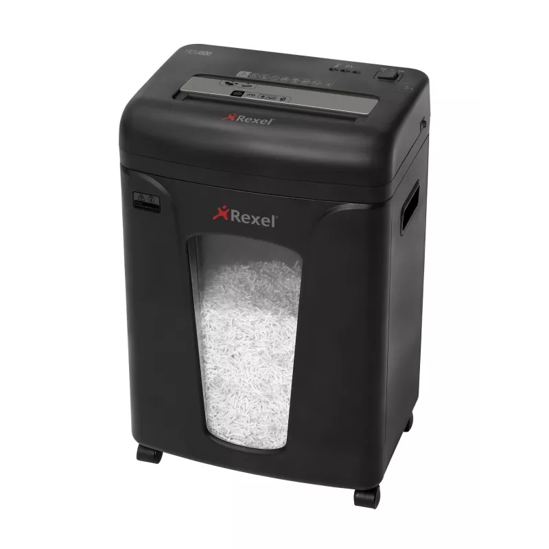 Rexel Mercury REM820 distruggidocumenti, taglio a microframmenti 2 x 15 mm, P-5, 9 fogli, 21 l, cestino da 220 fogli, 22,5 cm, 58 dB, nero