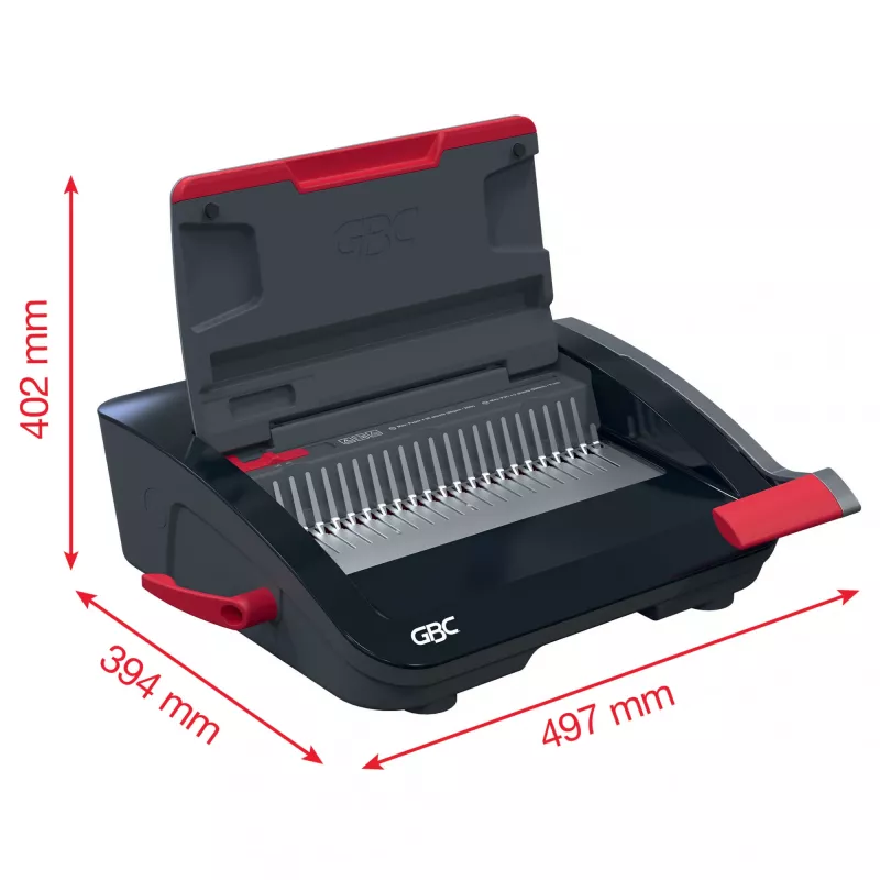 GBC CombBind CB20 rilegatrice a pettine in plastica, nero/argento/rosso