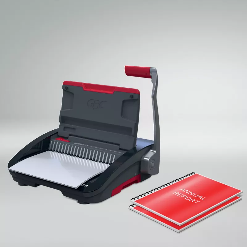 GBC CombBind CB20 rilegatrice a pettine in plastica, nero/argento/rosso