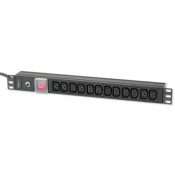 Techly rack 19 pollici PDU 12 uscite VDE con connettore maschio C20 e interruttore