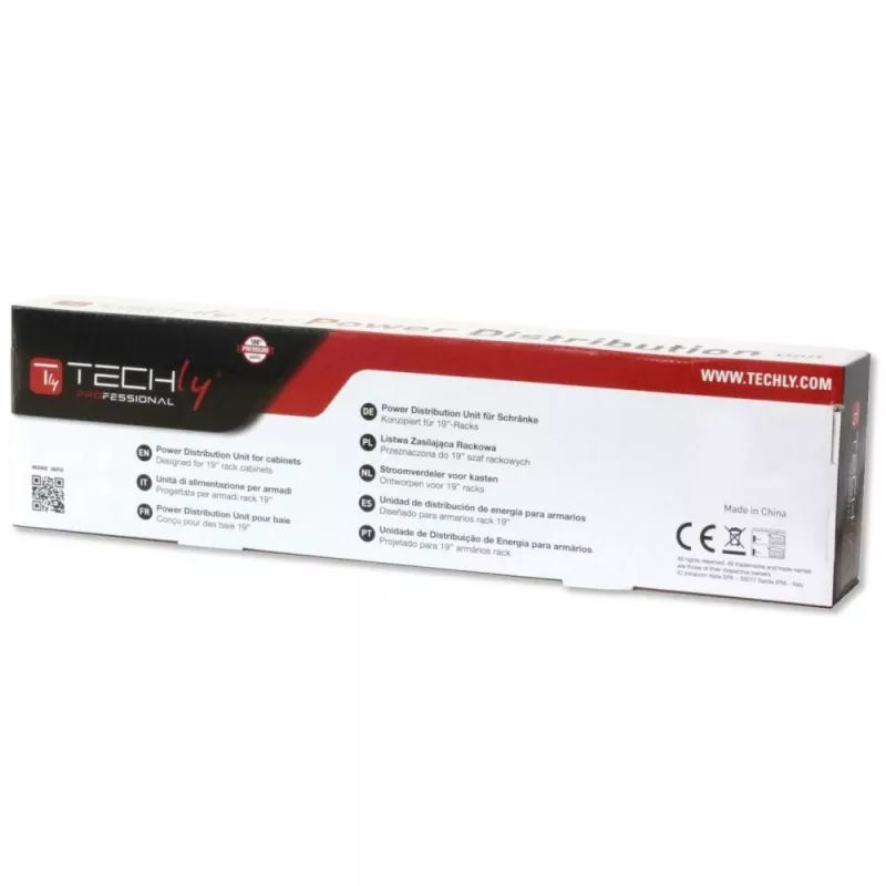 Techly 023776 PDU rack 19 pollici 1U, 12x C13, spina C20, interruttore, 2 m, nero