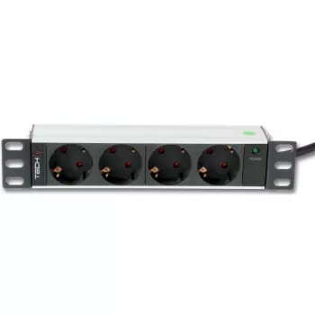 Techly I-CASE M10-4D unità di distribuzione dell'alimentazione (PDU) 4 uscite AC 1U nero, argento