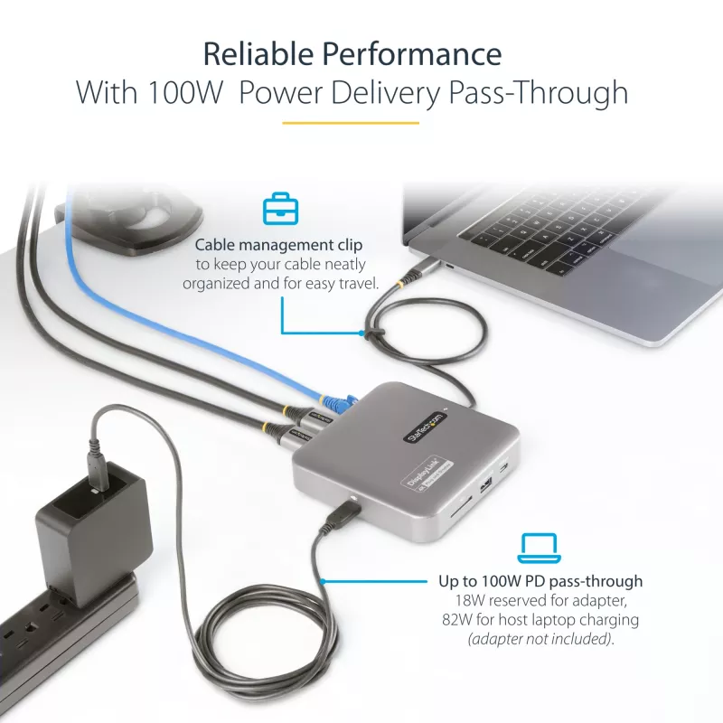 StarTech.com docking station USB-C, doppio 4K 60Hz HDMI, compatibile con Macbook Pro (M1/M2/M3/M4) e Windows, hub USB-A/USB-C 10Gbps, 100W Power Delivery, GbE, SD, cavo 56cm