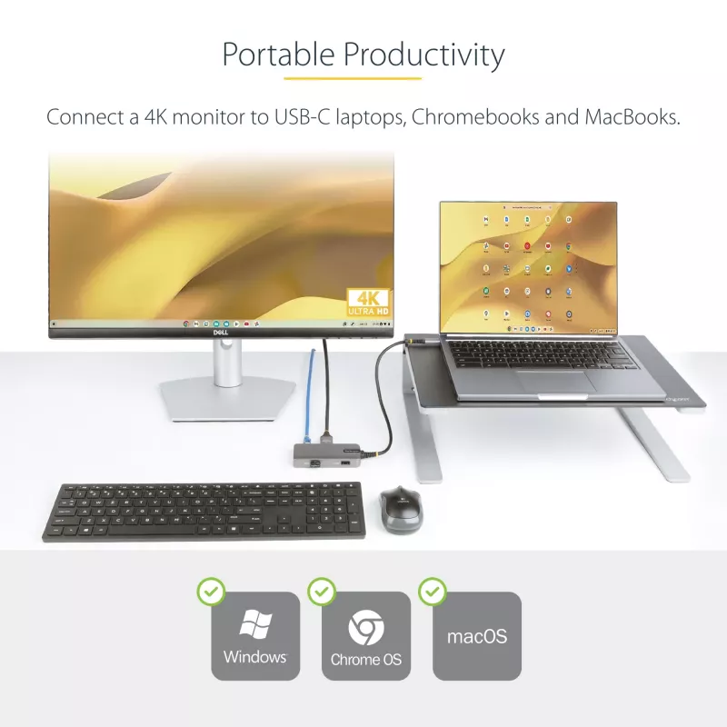 StarTech.com Adattatore multiporta USB-C – HDMI 4K 60Hz – HDR – hub USB 3.0 a 2 porte 5Gbps – Power Delivery pass-through 100W – GbE – certificato Works with Chromebook – Windows/macOS