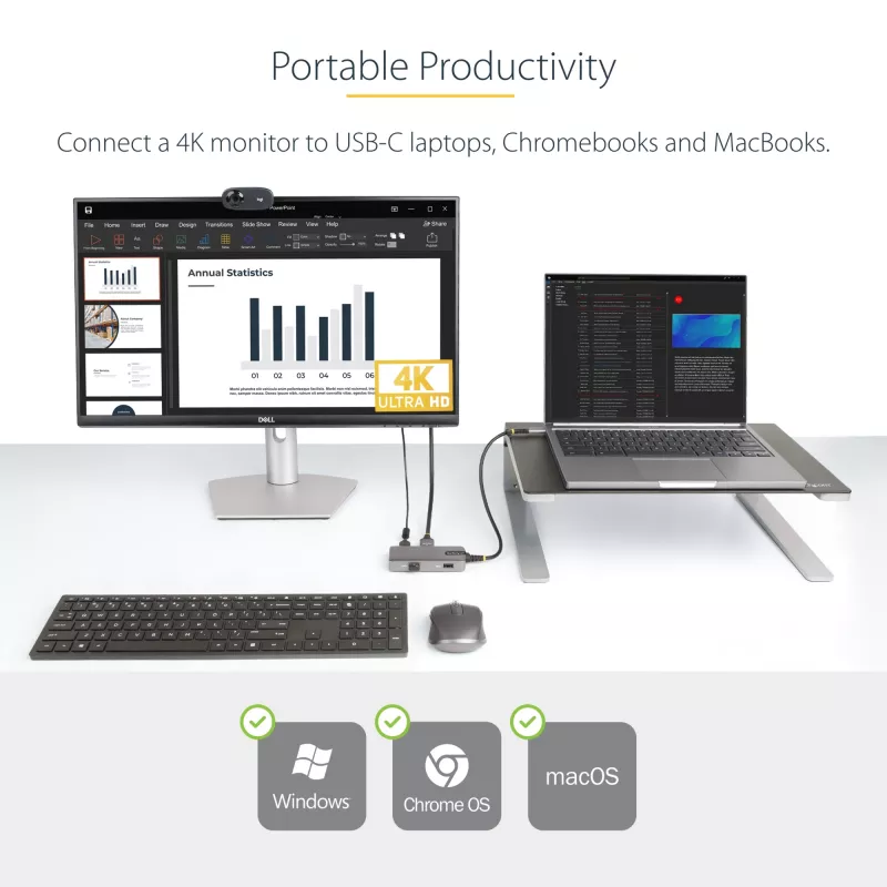 StarTech.com adattatore multiporta USB-C - 4K 60Hz HDMI con HDR - hub USB a 3 porte - 100W Power Delivery pass-through - certificato Works With Chromebook - Windows/macOS/iPadOS/Android™