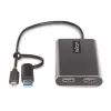 StarTech.com adattatore USB-C a doppio HDMI – USB-C o A a 2x HDMI – 4K 60Hz – 100W Power Delivery Pass-Through – cavo integrato da 30 cm (1ft) – convertitore USB-HDMI multi-monitor per laptop – TAA