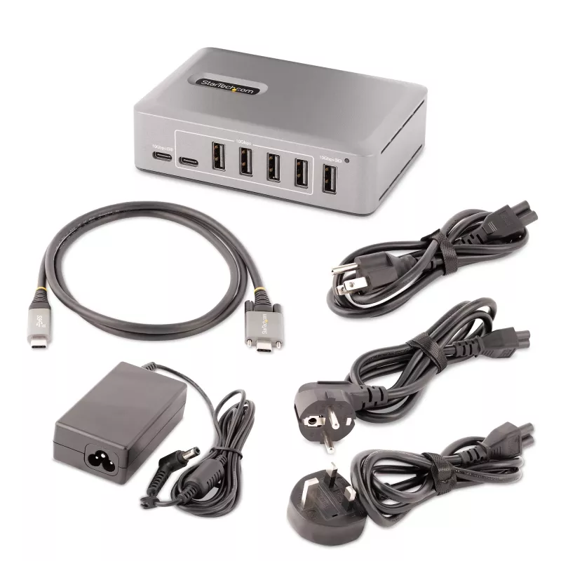 StarTech.com hub USB-C a 10 porte - 8x USB-A/2x USB-C - self-powered con alimentatore 65W - USB 3.1 10Gbps - hub USB per desktop/laptop con cavo di blocco certificato USB-IF da 3ft, hub USB C