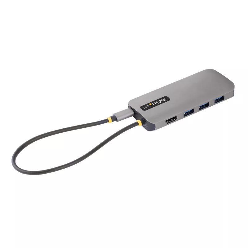 StarTech.com adattatore multiporta USB-C – video HDMI 4K 60Hz, hub USB-A a 3 porte 5Gbit/s, 100W USB Power Delivery pass-through/GbE/SD/MicroSD, cavo 30cm, docking station portatile per laptop