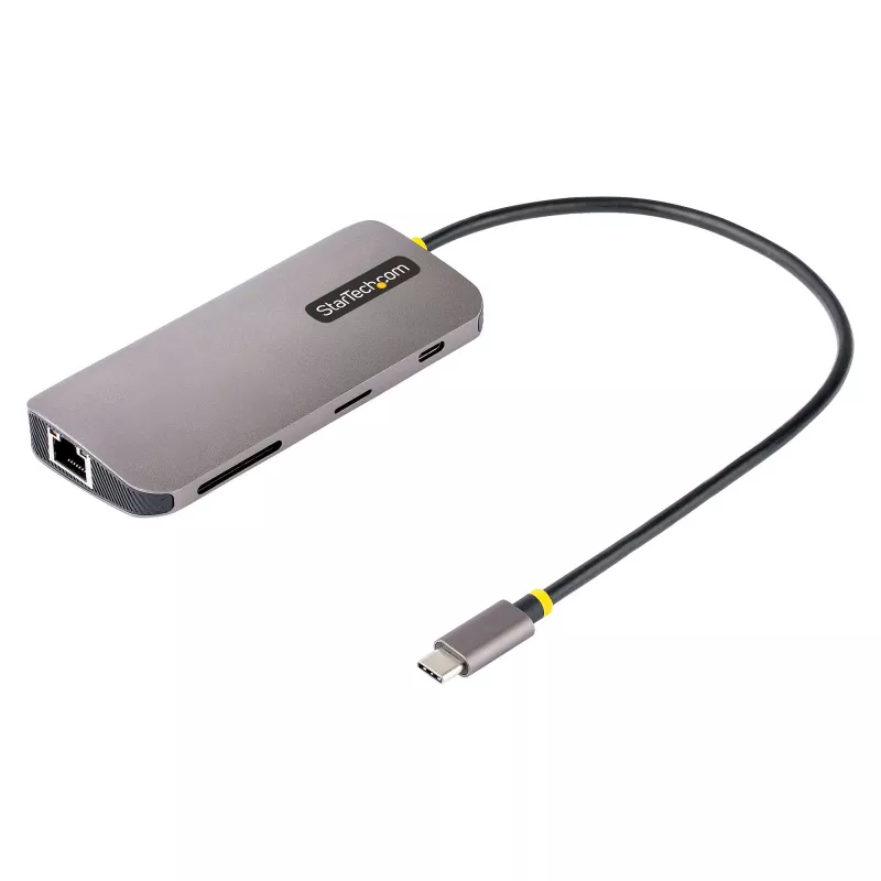 StarTech.com adattatore multiporta USB-C – video HDMI 4K 60Hz, hub USB-A a 3 porte 5Gbit/s, 100W USB Power Delivery pass-through/GbE/SD/MicroSD, cavo 30cm, docking station portatile per laptop