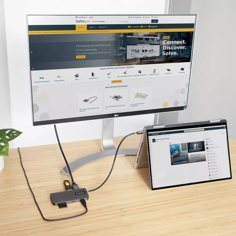 StarTech.com adattatore multiporta USB-C – video HDMI 4K 60Hz, hub USB-A a 3 porte 5Gbit/s, 100W USB Power Delivery pass-through/GbE/SD/MicroSD, cavo 30cm, docking station portatile per laptop