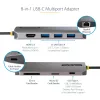 StarTech.com adattatore multiporta USB-C – video HDMI 4K 60Hz, hub USB-A a 3 porte 5Gbit/s, 100W USB Power Delivery pass-through/GbE/SD/MicroSD, cavo 30cm, docking station portatile per laptop
