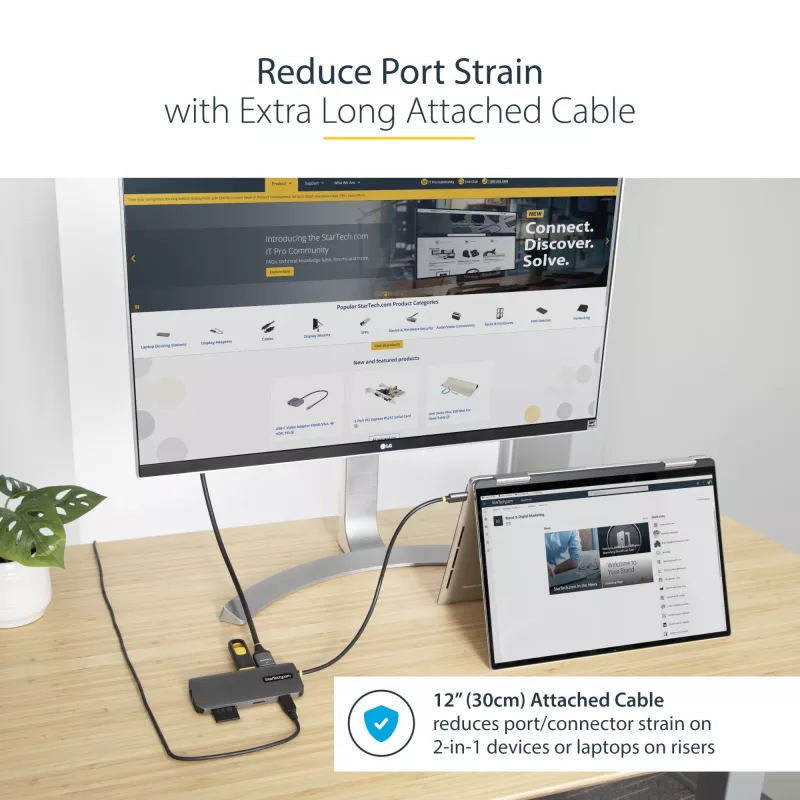StarTech.com adattatore multiporta USB-C – video HDMI 4K 60Hz, hub USB-A a 3 porte 5Gbit/s, 100W USB Power Delivery pass-through/GbE/SD/MicroSD, cavo 30cm, docking station portatile per laptop