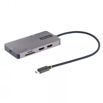 StarTech.com adattatore multiporta USB-C, video doppio HDMI, 4K 60Hz, hub USB-A 2x 5 Gbit/s, 100 W Power Delivery pass-through/GbE/SD/MicroSD, cavo 30 cm, travel dock, docking station per laptop