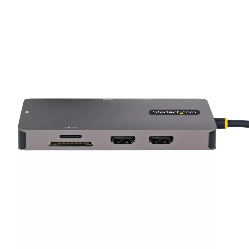 StarTech.com adattatore multiporta USB-C, video doppio HDMI, 4K 60Hz, hub USB-A 2x 5 Gbit/s, 100 W Power Delivery pass-through/GbE/SD/MicroSD, cavo 30 cm, travel dock, docking station per laptop