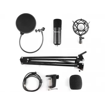 Sandberg Streamer kit microfono USB, microfono da studio, -27 dB, 30 - 16000 Hz, 24 bit, 96 kHz, unidirezionale