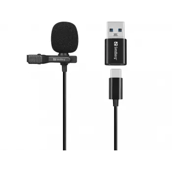 Sandberg Streamer microfono clip USB, microfono lavalier/da applicare, -38 dB, 50 - 18000 Hz, 16 Bit, 48 kHz, 84 dB