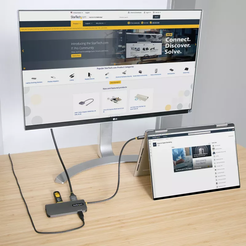 StarTech.com adattatore multiporta USB-C, video HDMI 4K 60Hz, hub USB a 3 porte 5Gbps, 100W Power Delivery Pass-Through, GbE, cavo 30 cm, mini travel dock, docking station per laptop