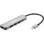 Sandberg dock USB-C HDMI+3xUSB+PD 100W, con filo, USB 3.2 Gen 1 (3.1 Gen 1) Type-C, 100 W, grigio, 4K Ultra HD, alluminio
