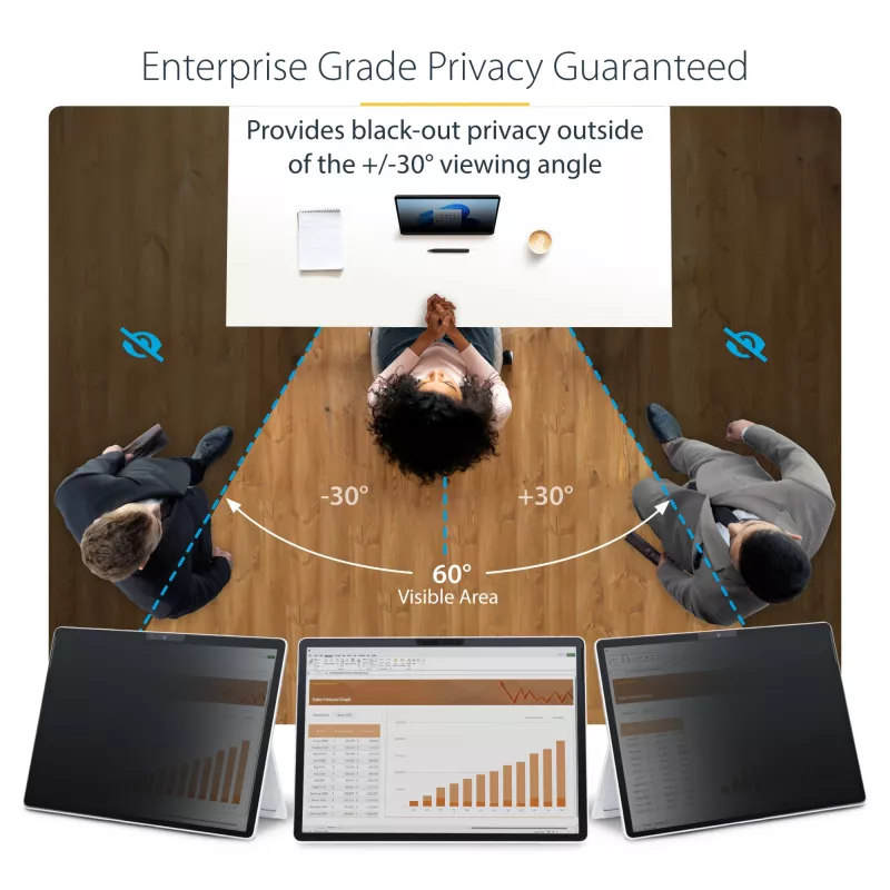 StarTech.com filtro privacy a 4 vie per laptop Surface Pro 8/9/X da 13 pollici, verticale/orizzontale, touch, angolo di visuale +/- 30°, blocca fino al 51% della luce blu, antiriflesso