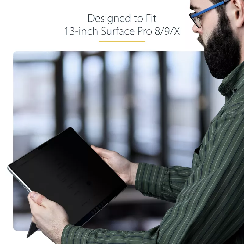 StarTech.com filtro privacy a 4 vie per laptop Surface Pro 8/9/X da 13 pollici, verticale/orizzontale, touch, angolo di visuale +/- 30°, blocca fino al 51% della luce blu, antiriflesso