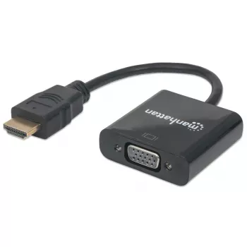 Manhattan 151467 convertitore da HDMI a VGA, HDMI maschio a VGA femmina, porta di alimentazione Micro-USB opzionale, 22 cm, nero