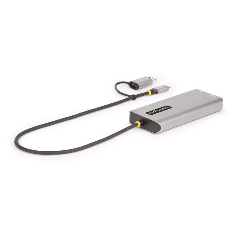 StarTech.com adattatore multiporta USB-C con dongle USB-C a USB-A integrato, dual HDMI (4K30Hz/1080p60Hz), 3x USB-A 5Gbps, mini travel dock, docking station per laptop, cavo 1,3ft/40cm