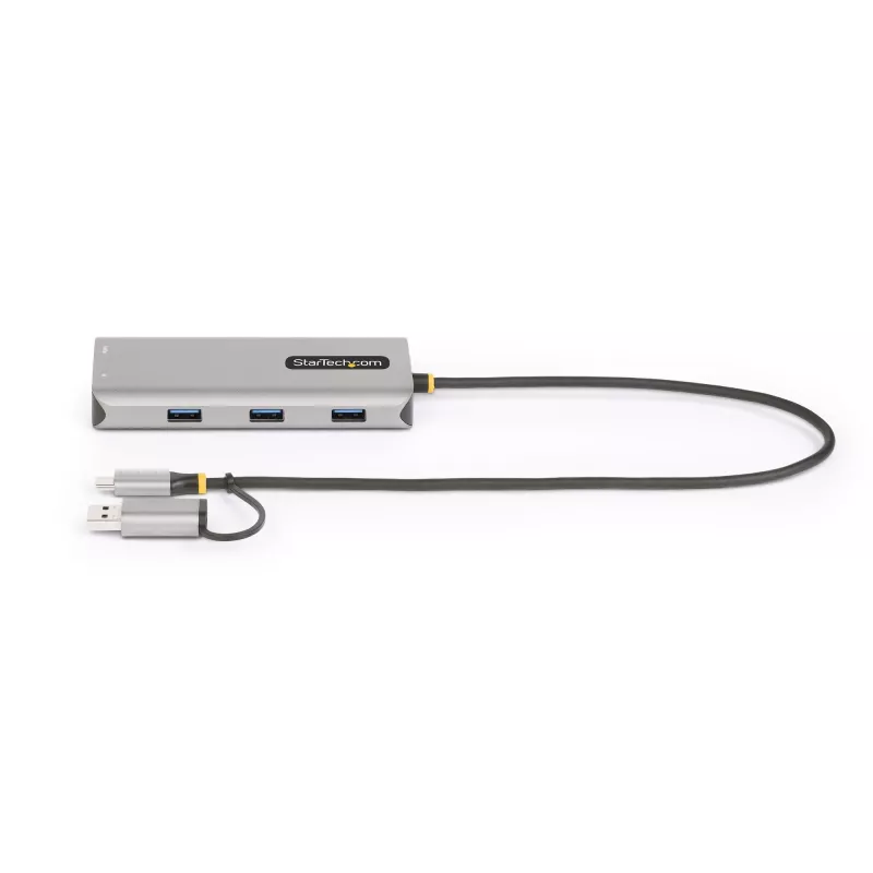 StarTech.com adattatore multiporta USB-C con dongle USB-C a USB-A integrato, dual HDMI (4K30Hz/1080p60Hz), 3x USB-A 5Gbps, mini travel dock, docking station per laptop, cavo 1,3ft/40cm