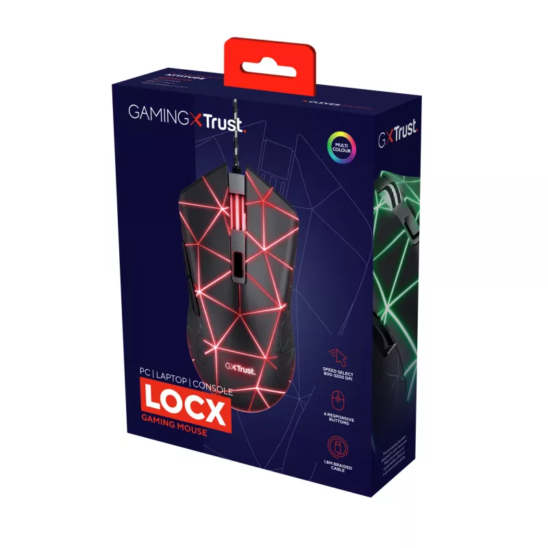 Trust GXT 133 Locx mouse gaming per destrimani USB Type-A ottico 4000 DPI