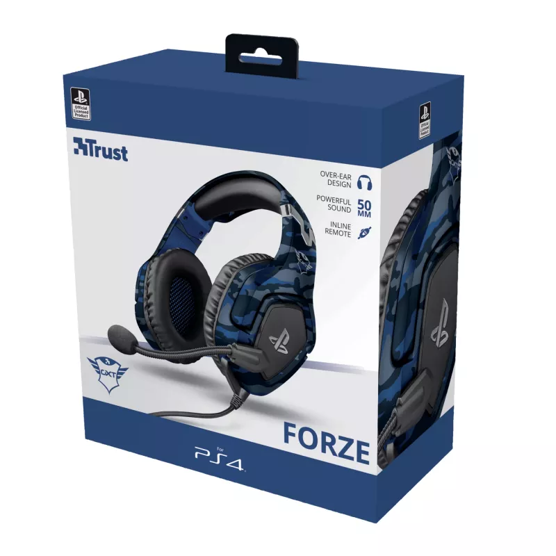 Trust GXT 488 Forze PS4 Headset cablato con archetto Gaming nero, blu