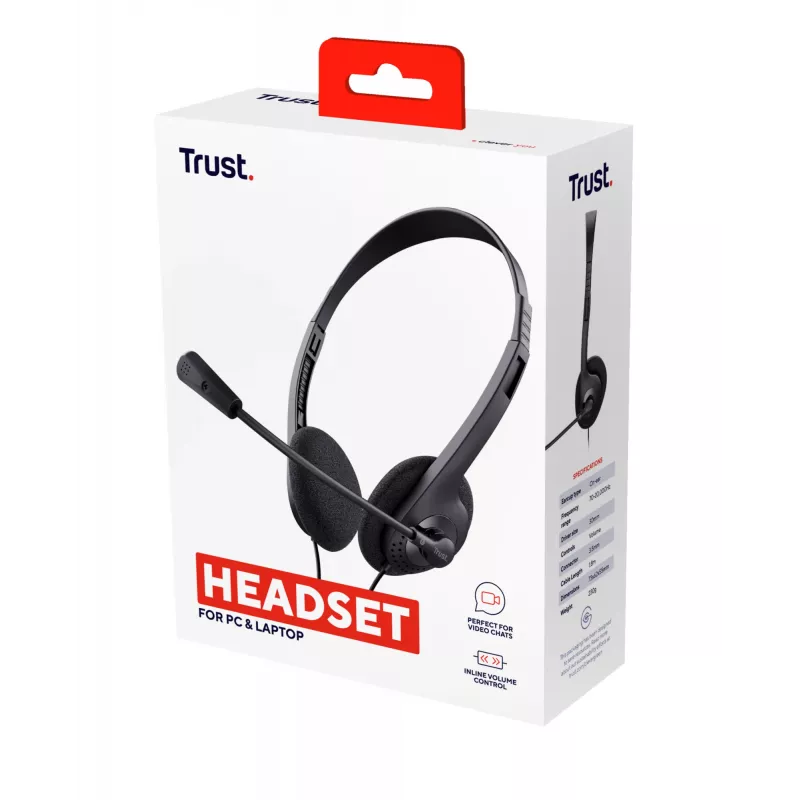 Trust 24659 cuffie/headset cablato con archetto per chiamate/musica nero
