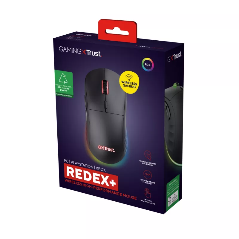 Trust GXT 927 Redex+ Mouse Gaming per destrorsi RF wireless + USB Type-A laser 25600 DPI