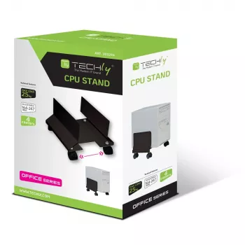 Techly supporto in acciaio per CPU con ruote, nero ICA-CS 34, nero, PC, carrello multimediale, 25 kg, 195 mm, 240 mm